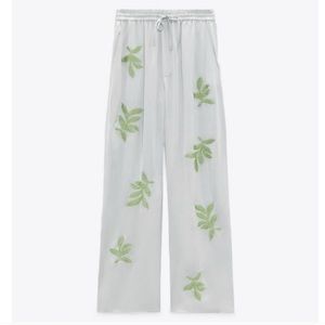 ZARA Embroidered Embellished Beaded Leaf Pants